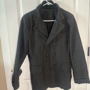 Men's Double-Breasted Peacoat - Dark Gray